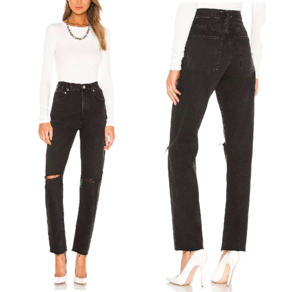 NWT AGOLDE Jeans Cherie High Rise Straight Black Size 24